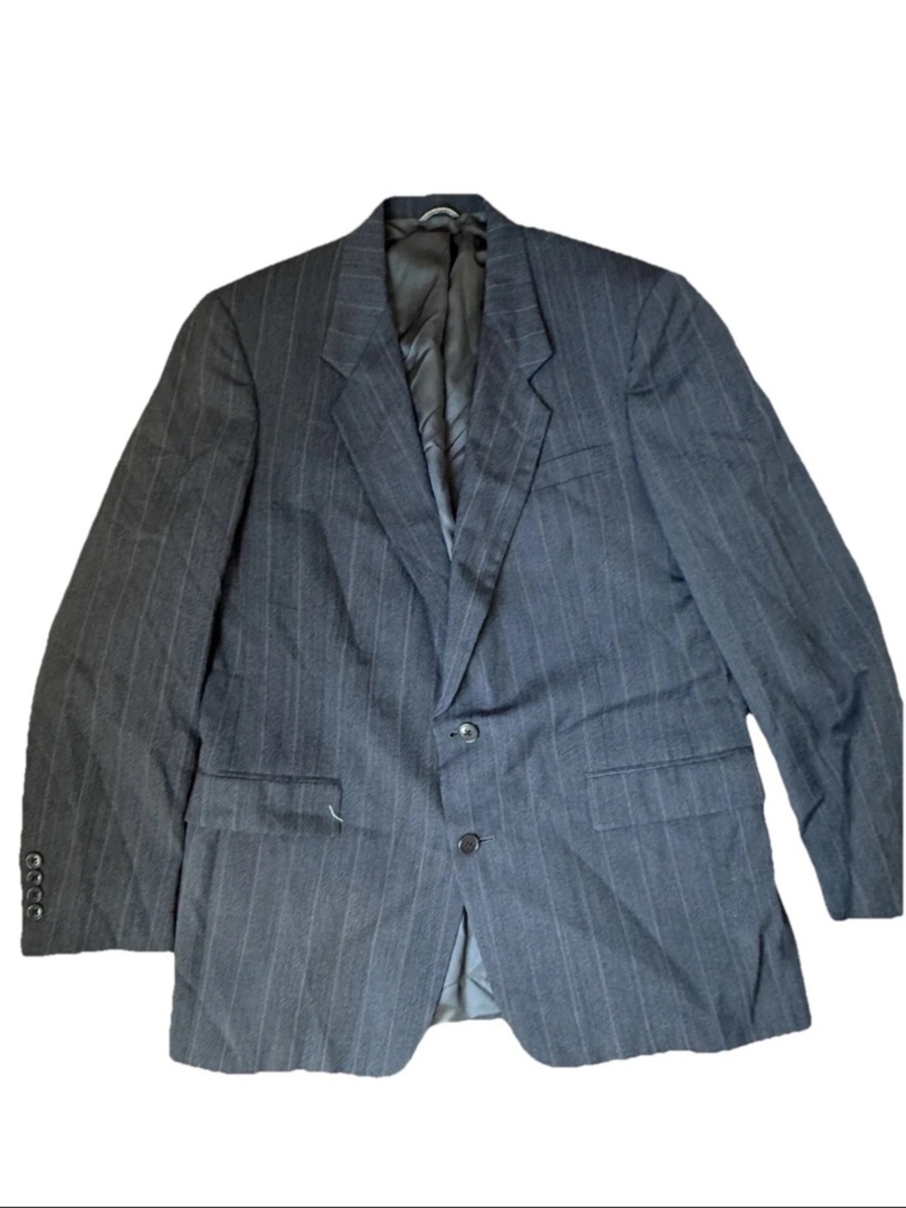 Vintage Christian Dior Monsieur Blazer 43L Gray Pinstripe Wool USA Union Made